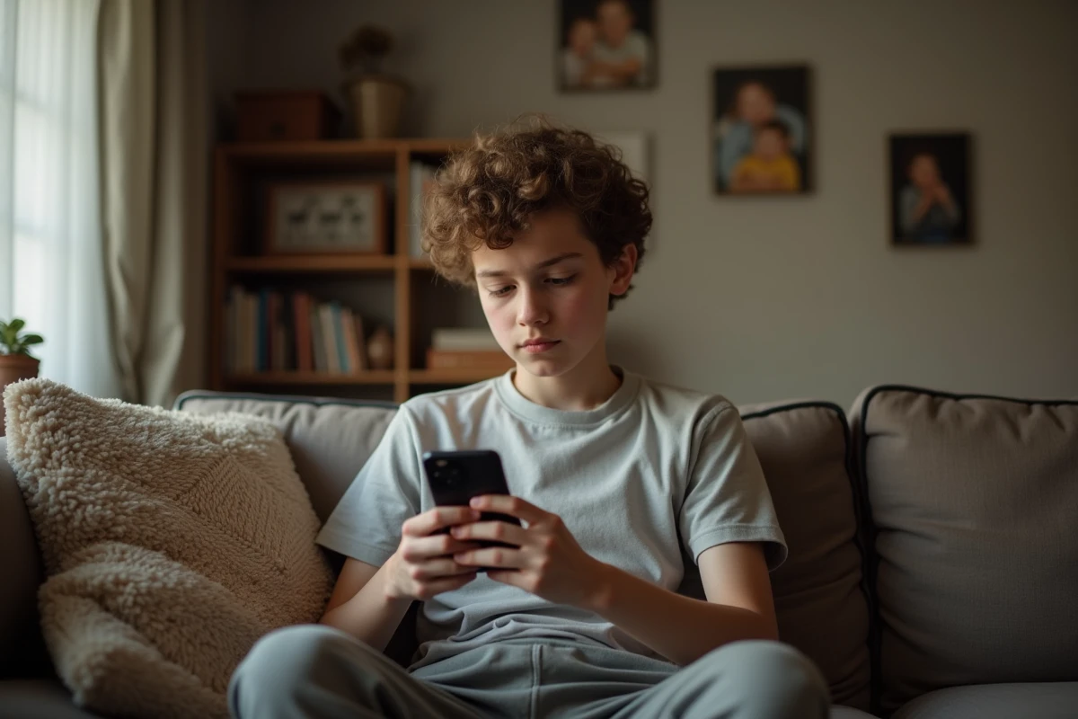 Adolescent vérifie un message vocal sur son smartphone