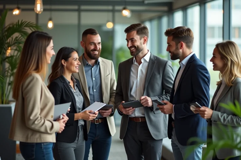 Groupe divers de professionnels dans un bureau moderne