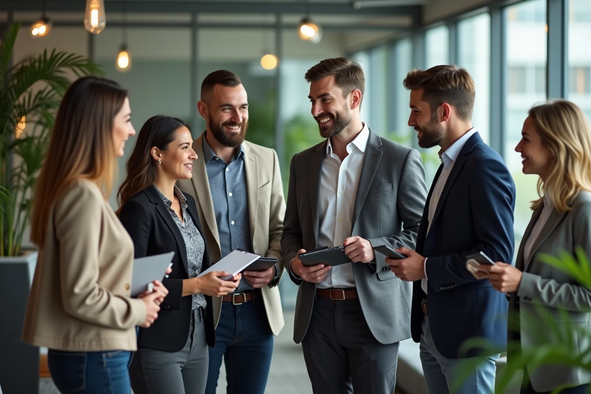 Groupe divers de professionnels dans un bureau moderne